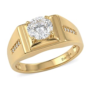 EverTrue White Topaz 2.60 ctw Men's Ring in 18K YG Plated (Size 10.0)
