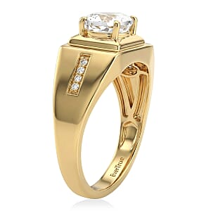 EverTrue White Topaz 2.60 ctw Men's Ring in 18K YG Plated (Size 10.0)