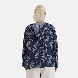 La Marey Navy Butterfly Printed Long Sleeve Hooded Top - L/XL