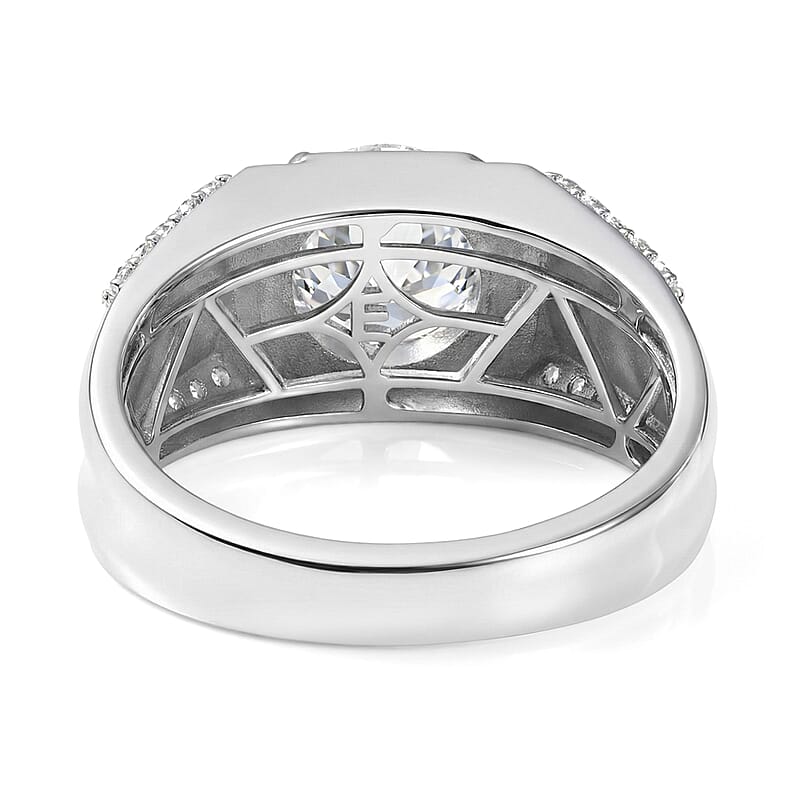 EverTrue White Topaz 3.60 ctw Men's Ring in Platinum Bond (Size 10.0)