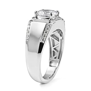 EverTrue White Topaz 3.60 ctw Men's Ring in Platinum Bond (Size 13.0)