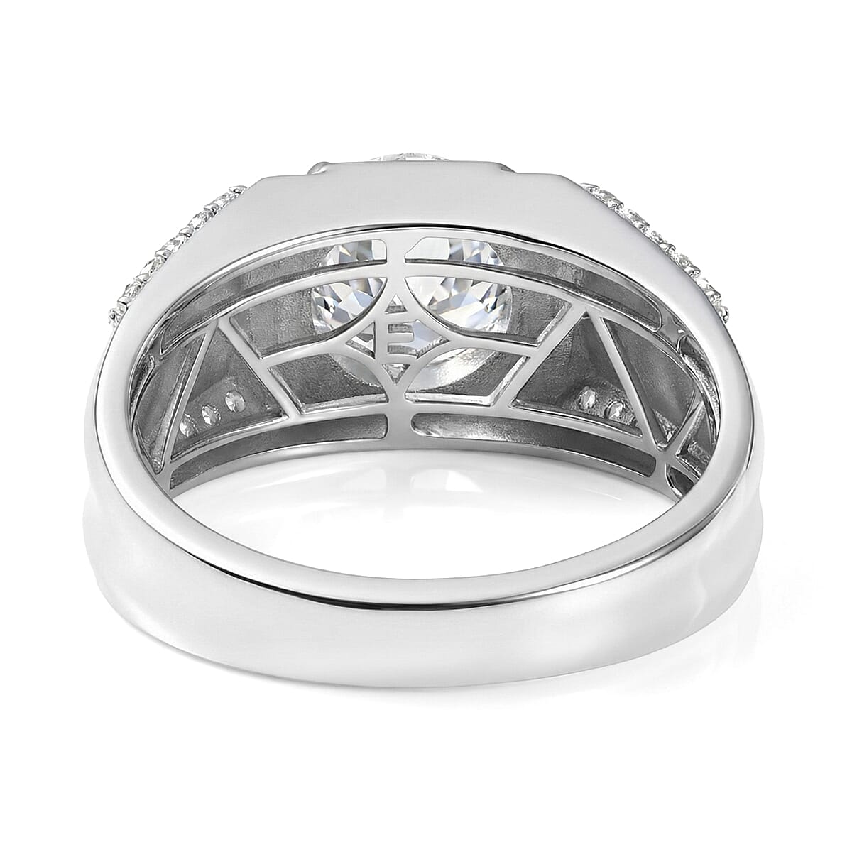EverTrue White Topaz 3.60 ctw Men's Ring in Platinum Bond (Size 13.0) image number 4