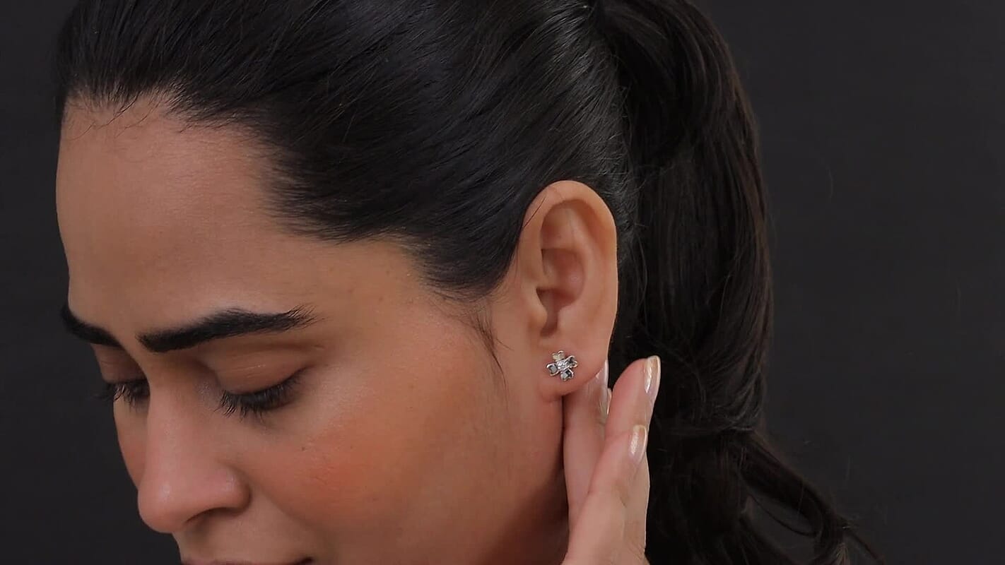 Luxuriant Lab Grown Diamond G-H SI 0.10 ctw Earrings in Rhodium Over Sterling Silver