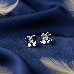 Luxuriant Lab Grown Diamond G-H SI 0.10 ctw Earrings in Rhodium Over Sterling Silver (Del. in 12-15 Days)