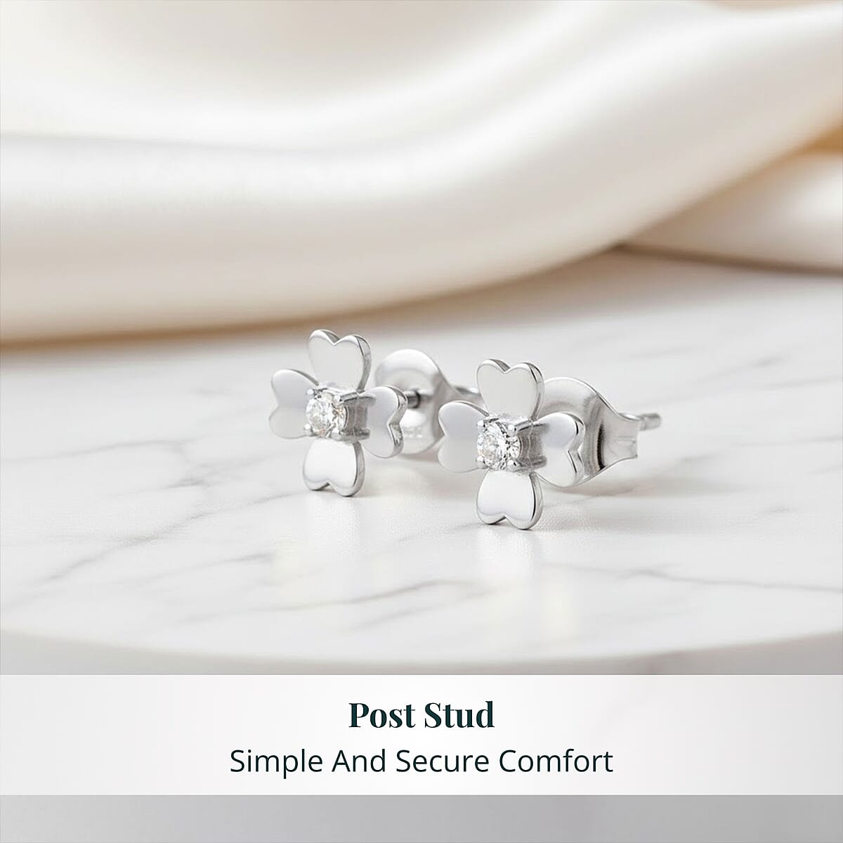 Luxuriant Lab Grown Diamond G-H SI 0.10 ctw Earrings in Rhodium Over Sterling Silver (Del. in 12-15 Days) image number 5