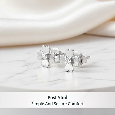 Luxuriant Lab Grown Diamond G-H SI 0.10 ctw Earrings in Rhodium Over Sterling Silver