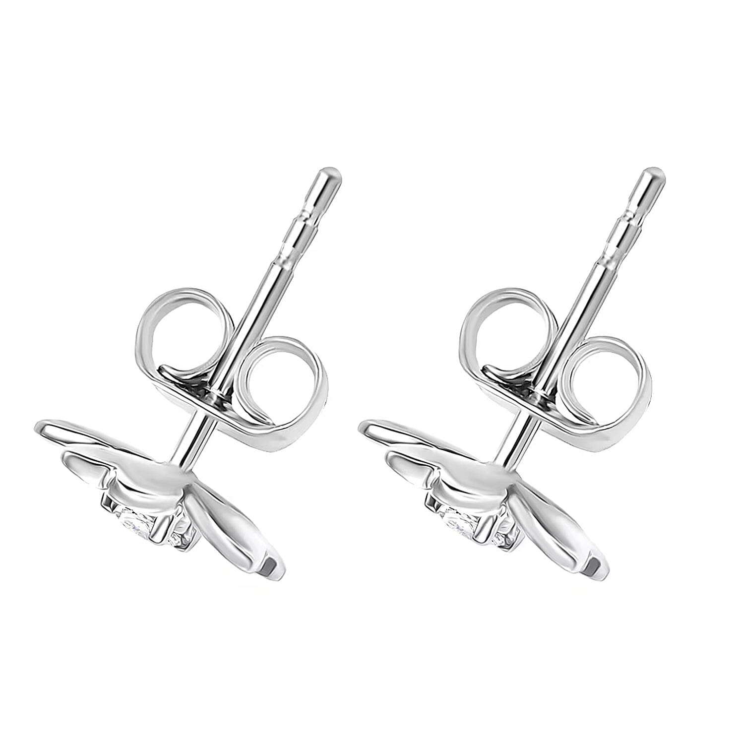 Luxuriant Lab Grown Diamond G-H SI 0.10 ctw Earrings in Rhodium Over Sterling Silver