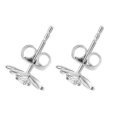 Luxuriant Lab Grown Diamond G-H SI 0.10 ctw Earrings in Rhodium Over Sterling Silver