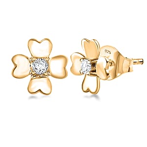 Luxuriant Lab Grown Diamond G-H SI 0.10 ctw Earrings in 18K Vermeil Yellow Gold Over Sterling Silver (Del. in 12-15 Days)