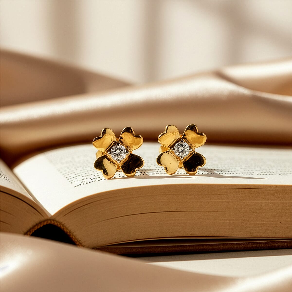 Luxuriant Lab Grown Diamond G-H SI 0.10 ctw Earrings in 18K Vermeil Yellow Gold Over Sterling Silver (Del. in 12-15 Days) image number 1