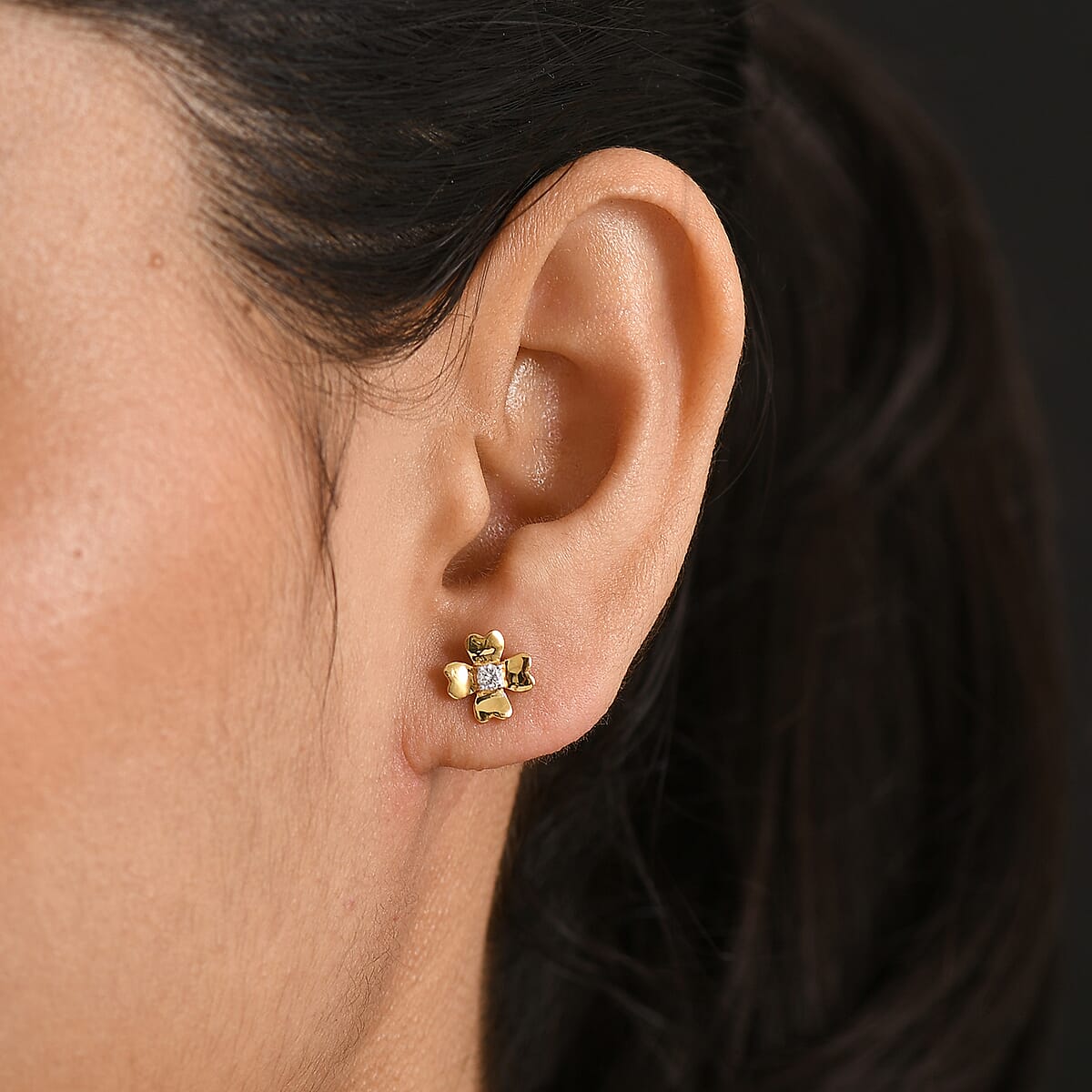 Luxuriant Lab Grown Diamond G-H SI 0.10 ctw Earrings in 18K Vermeil Yellow Gold Over Sterling Silver (Del. in 12-15 Days) image number 2