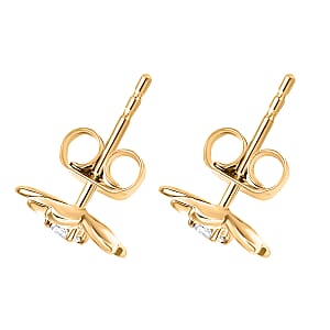 Luxuriant Lab Grown Diamond G-H SI 0.10 ctw Earrings in 18K Vermeil Yellow Gold Over Sterling Silver (Del. in 12-15 Days)