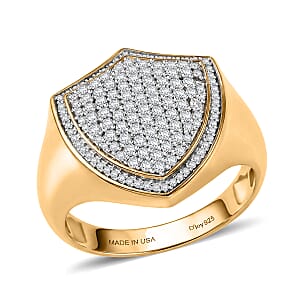 D'Joy Moissanite 1.10 ctw Shield of Brilliance Men's Ring in 18K Vermeil Yellow Gold Over Sterling Silver (Size 10.0)