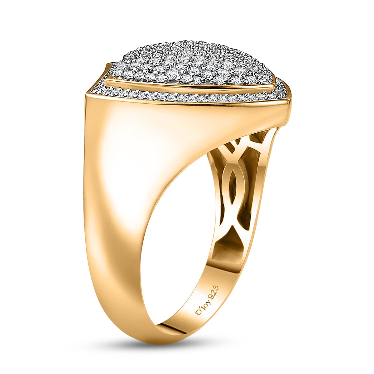 D'Joy Moissanite 1.10 ctw Shield of Brilliance Men's Ring in 18K Vermeil Yellow Gold Over Sterling Silver (Size 10.0) image number 3