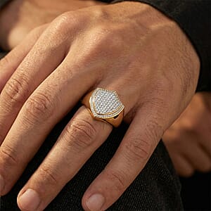 D'Joy Moissanite 1.10 ctw Shield of Brilliance Men's Ring in 18K Vermeil Yellow Gold Over Sterling Silver (Size 11.0)