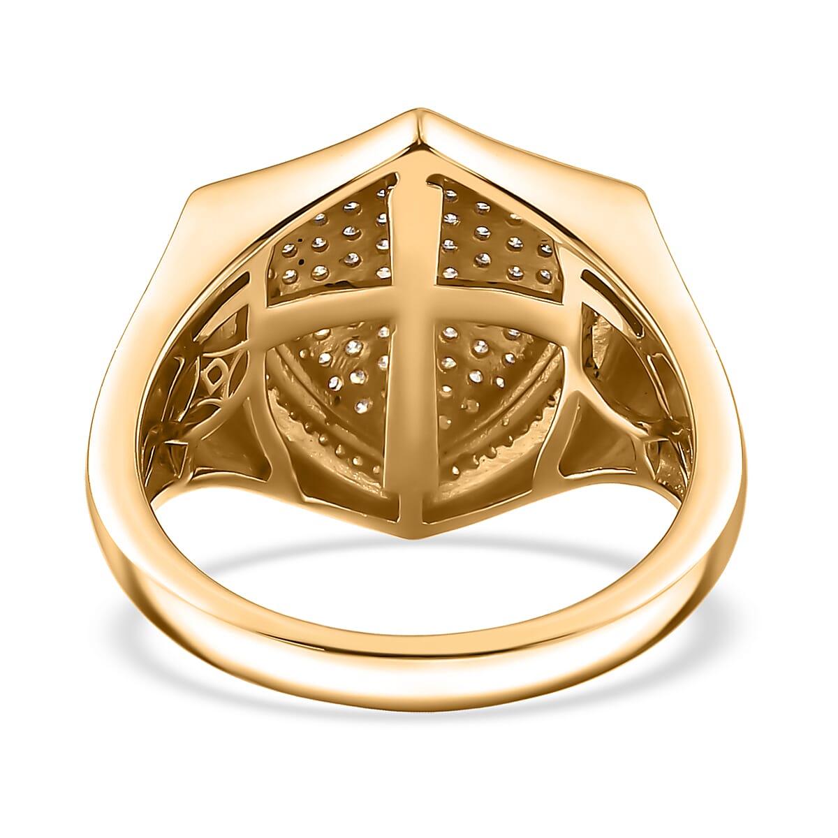 D'Joy Moissanite 1.10 ctw Shield of Brilliance Men's Ring in 18K Vermeil Yellow Gold Over Sterling Silver (Size 11.0) image number 4