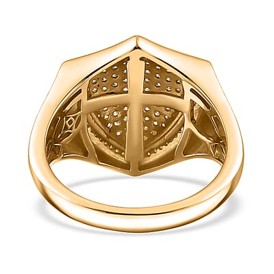 D'Joy Moissanite 1.10 ctw Shield of Brilliance Men's Ring in 18K Vermeil Yellow Gold Over Sterling Silver (Size 14.0)