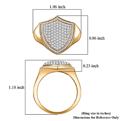 D'Joy Moissanite 1.10 ctw Shield of Brilliance Men's Ring in 18K Vermeil Yellow Gold Over Sterling Silver (Size 14.0)