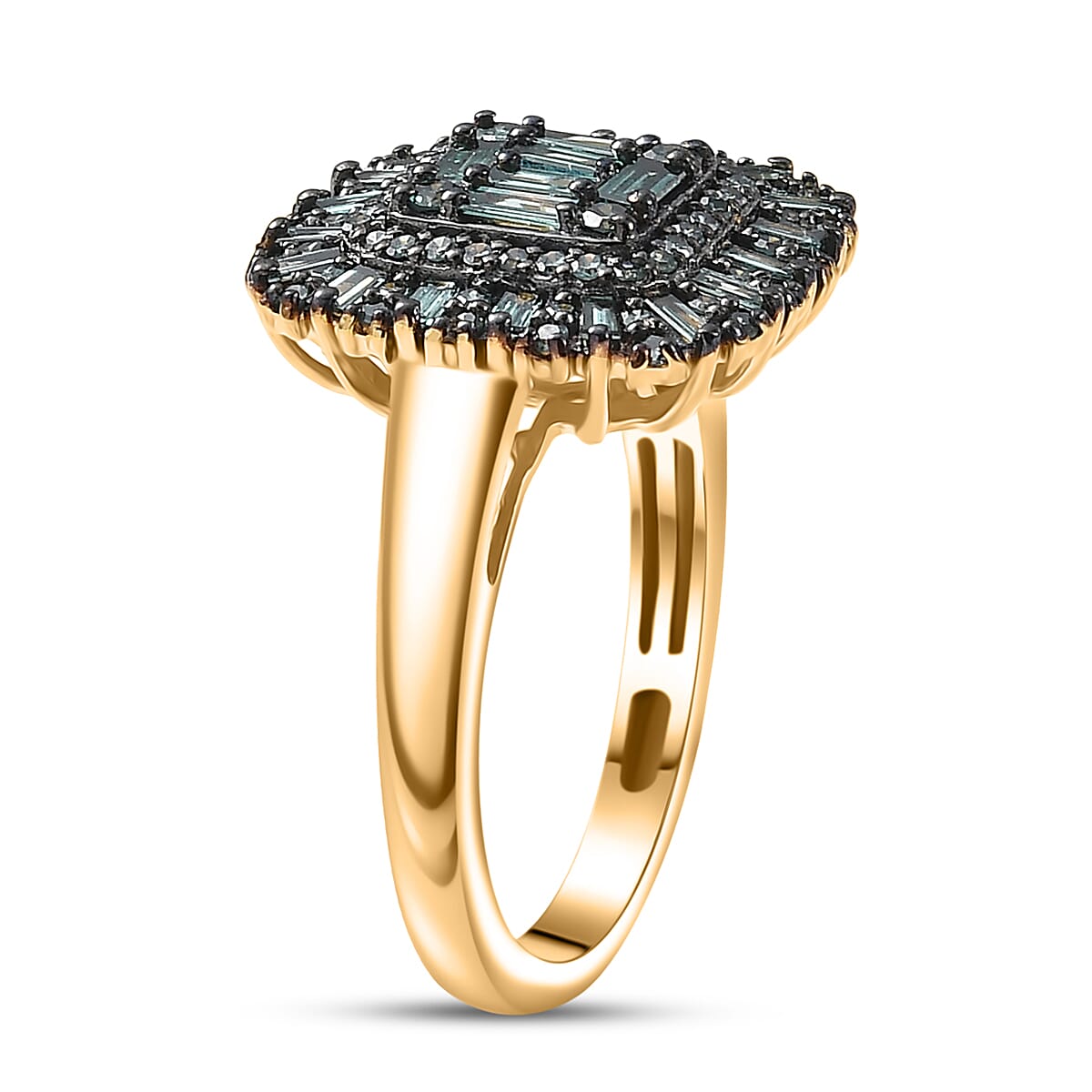 Luxuriant Lab Grown Green Diamond (IR) (SI) Green Majesty Ring in 18K Vermeil YG Over Sterling Silver (Size 6.0) 1.00 ctw image number 3