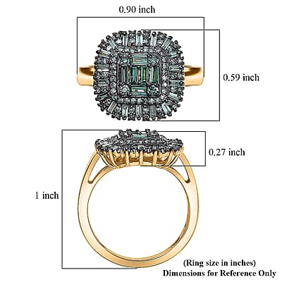 Luxuriant Lab Grown Green Diamond (IR) (SI) 1.00 ctw Green Majesty Ring in 18K Vermeil Yellow Gold Over Sterling Silver (Size 6.0)