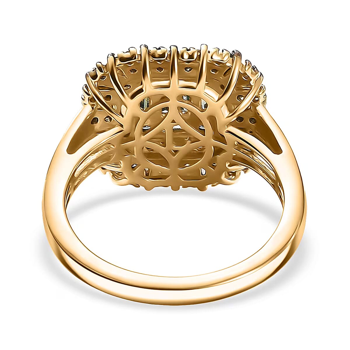 Luxuriant Lab Grown Green Diamond (IR) (SI) 1.00 ctw Green Majesty Ring in 18K Vermeil Yellow Gold Over Sterling Silver (Size 6.0) image number 6