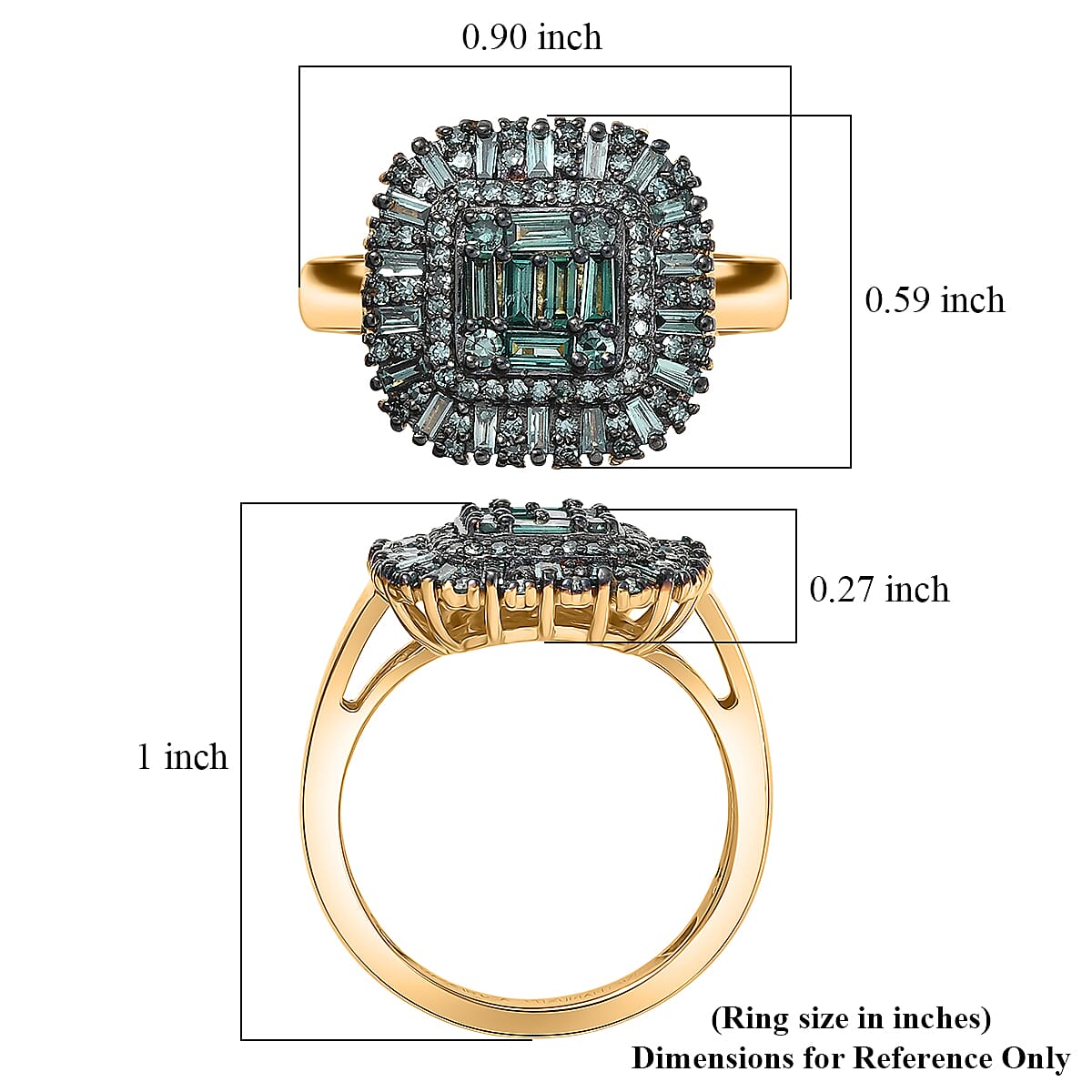 Luxuriant Lab Grown Green Diamond (IR) (SI) 1.00 ctw Green Majesty Ring in 18K Vermeil Yellow Gold Over Sterling Silver (Size 7.0) image number 5