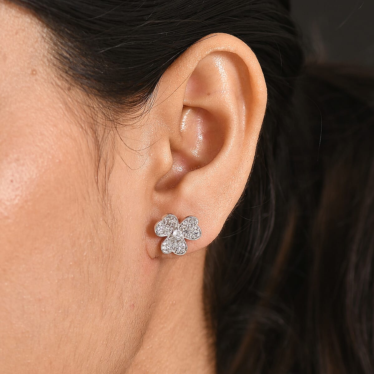 Luxuriant Lab Grown Diamond G-H SI 0.75 ctw Earrings in Rhodium Over Sterling Silver image number 2