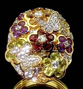 GP Italian Garden Collection Multi Gemstone 5.25 ctw Ring in 18K Vermeil Yellow Gold Over Sterling Silver (Size 10.0) (Del. in 8-10 Days)