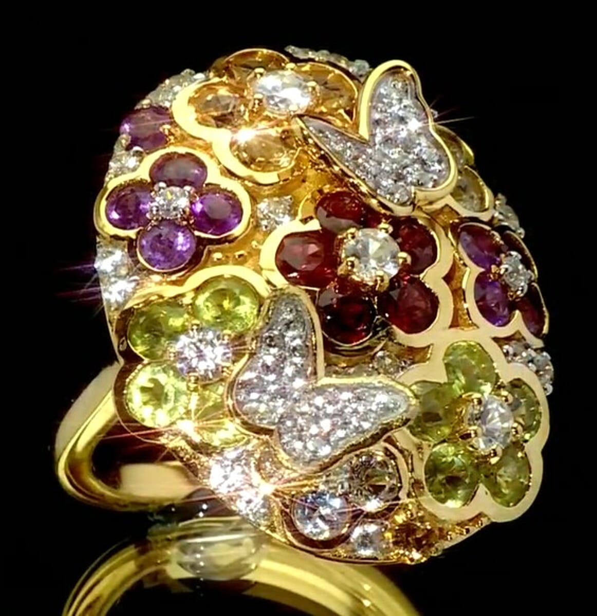 GP Italian Garden Collection Multi Gemstone 5.25 ctw Ring in 18K Vermeil Yellow Gold Over Sterling Silver (Size 10.0) (Del. in 8-10 Days) image number 3