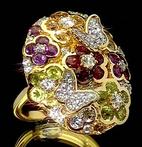 GP Italian Garden Collection Multi Gemstone 5.25 ctw Ring in 18K Vermeil Yellow Gold Over Sterling Silver (Size 10.0) (Del. in 8-10 Days)