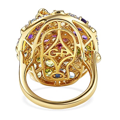 GP Italian Garden Collection Multi Gemstone 5.25 ctw Ring in 18K Vermeil Yellow Gold Over Sterling Silver (Size 6.0)