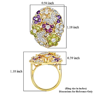 GP Italian Garden Collection Multi Gemstone 5.25 ctw Ring in 18K Vermeil Yellow Gold Over Sterling Silver (Size 6.0)
