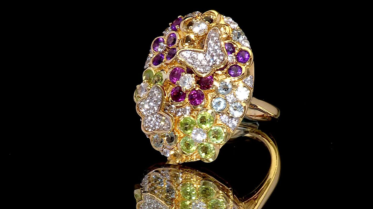 GP Multi Gemstone Garden Dance Ring in Over Sterling Silver