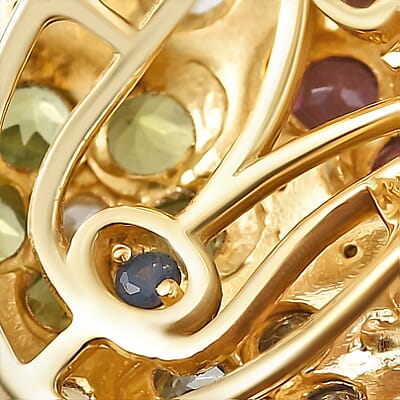 GP Italian Garden Collection Multi Gemstone 5.25 ctw Ring in 18K Vermeil Yellow Gold Over Sterling Silver (Size 9.0)