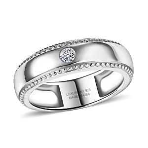 Luxuriant Lab Grown Diamond G-H SI 0.10 ctw Band Ring in Platinum Over Sterling Silver (Size 10.0)