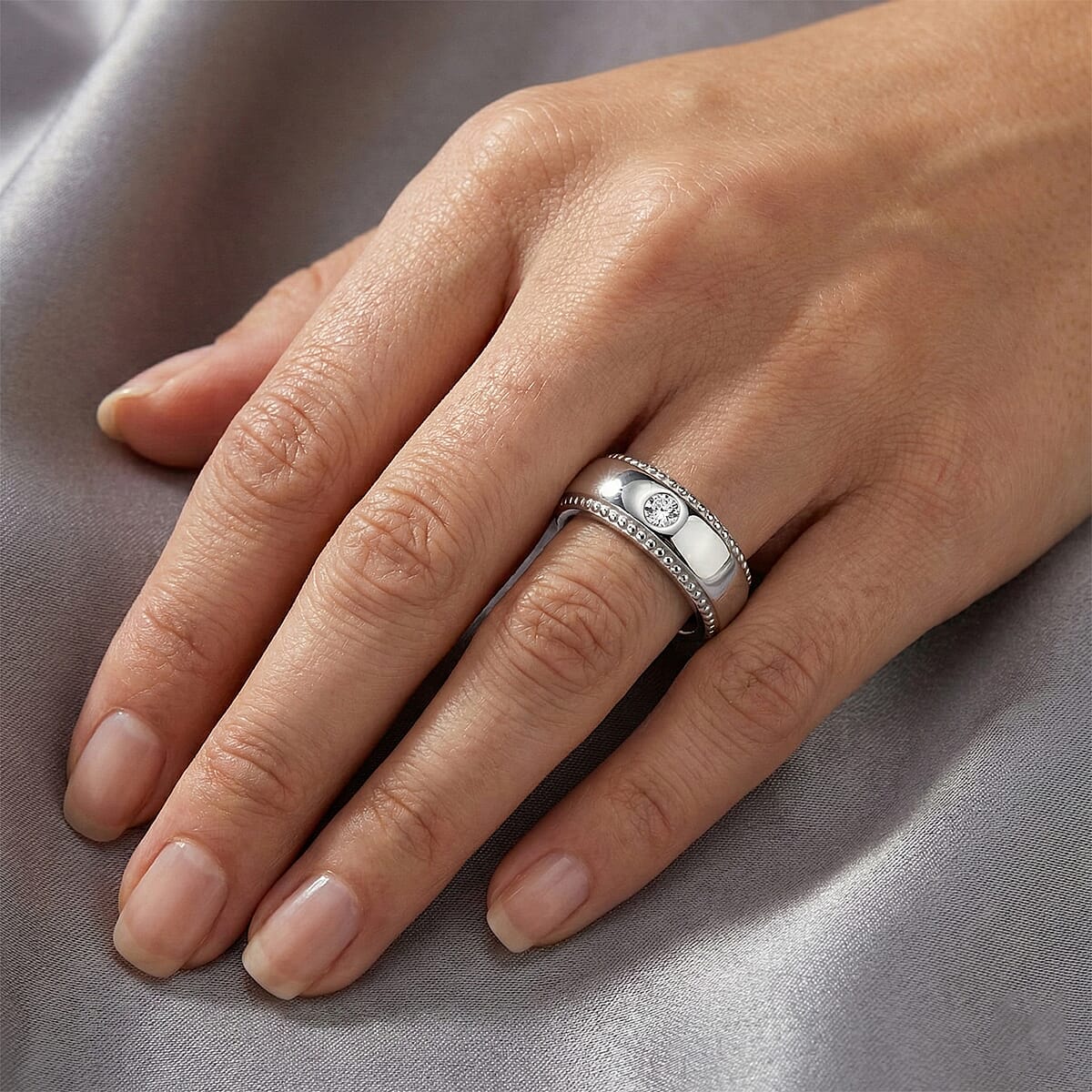 Luxuriant Lab Grown Diamond G-H SI 0.10 ctw Band Ring in Platinum Over Sterling Silver (Size 10.0) image number 2