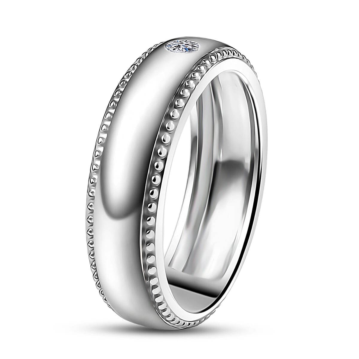 Luxuriant Lab Grown Diamond G-H SI 0.10 ctw Band Ring in Platinum Over Sterling Silver (Size 10.0) image number 3