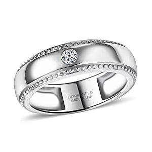 Luxuriant Lab Grown Diamond G-H SI 0.10 ctw Band Ring in Platinum Over Sterling Silver (Size 5.0)