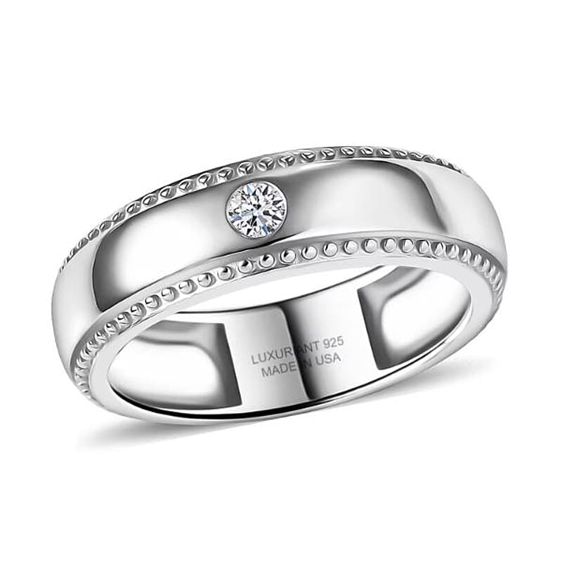 Luxuriant Lab Grown Diamond G-H SI 0.10 ctw Band Ring in Platinum Over Sterling Silver (Size 5.0)