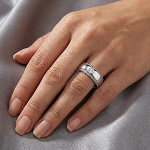 Luxuriant Lab Grown Diamond G-H SI 0.10 ctw Band Ring in Platinum Over Sterling Silver (Size 5.0)