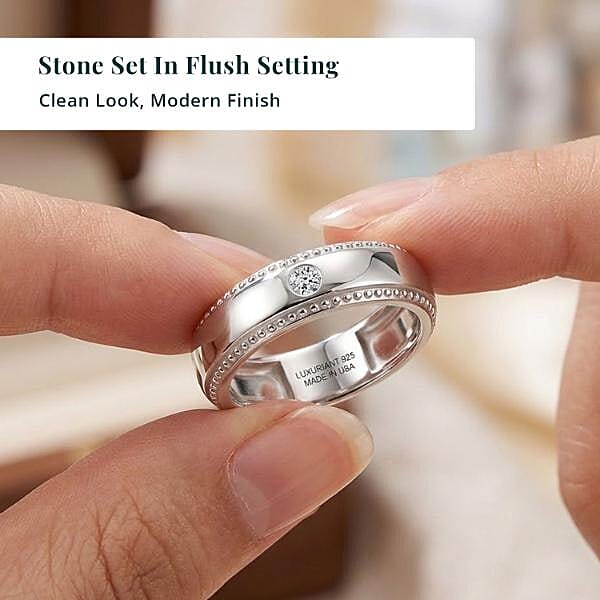 Luxuriant Lab Grown Diamond G-H SI 0.10 ctw Band Ring in Platinum Over Sterling Silver (Size 5.0)