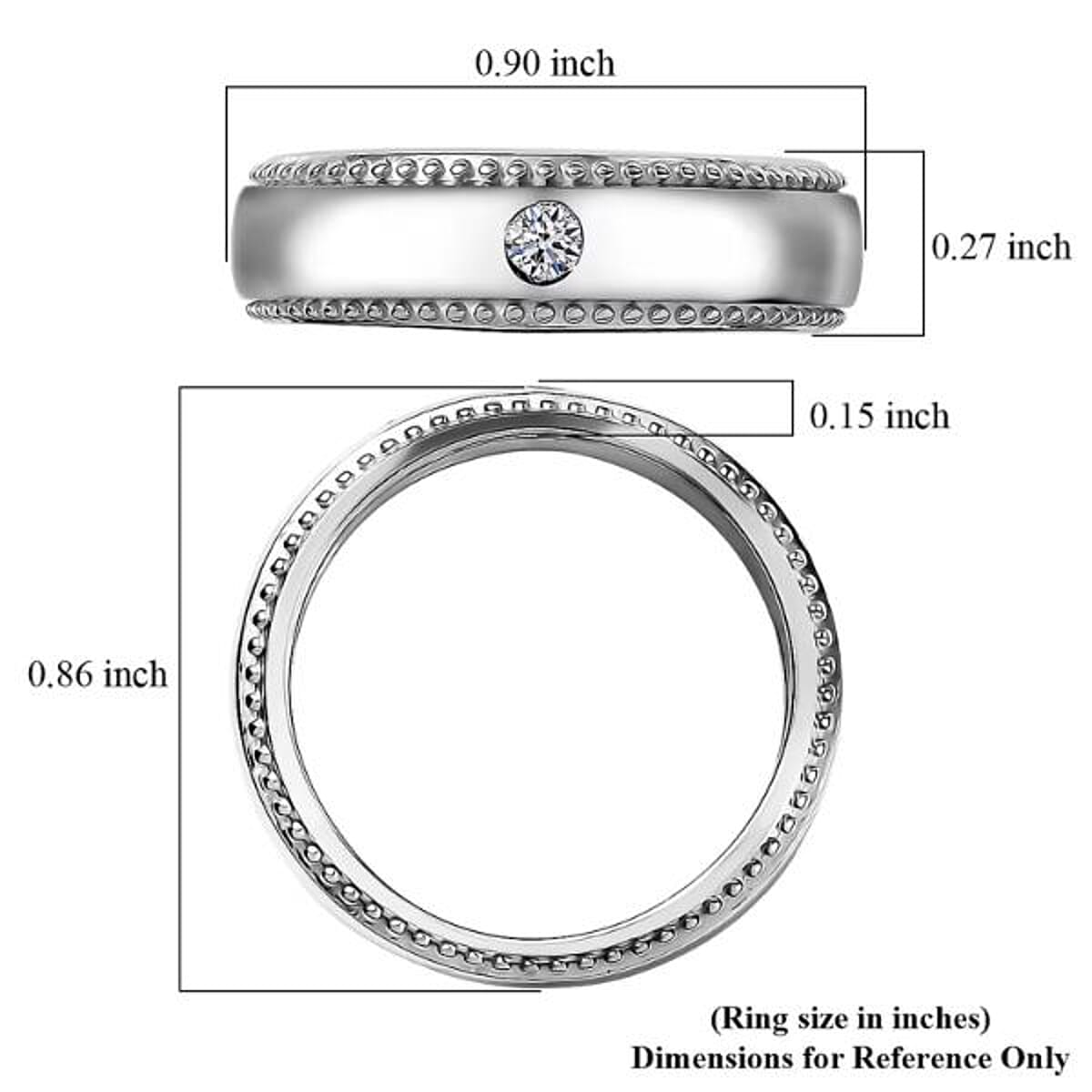 Luxuriant Lab Grown Diamond G-H SI 0.10 ctw Band Ring in Platinum Over Sterling Silver (Size 5.0) image number 6