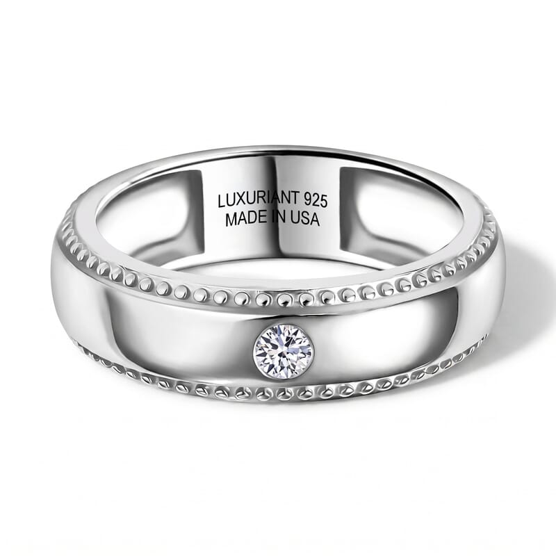 Luxuriant Lab Grown Diamond G-H SI 0.10 ctw Band Ring in Platinum Over Sterling Silver (Size 7.0)