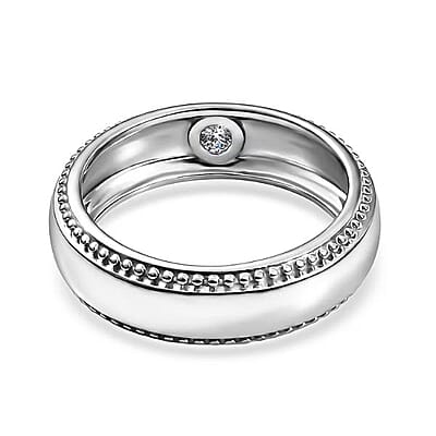 Luxuriant Lab Grown Diamond G-H SI 0.10 ctw Band Ring in Platinum Over Sterling Silver (Size 7.0)