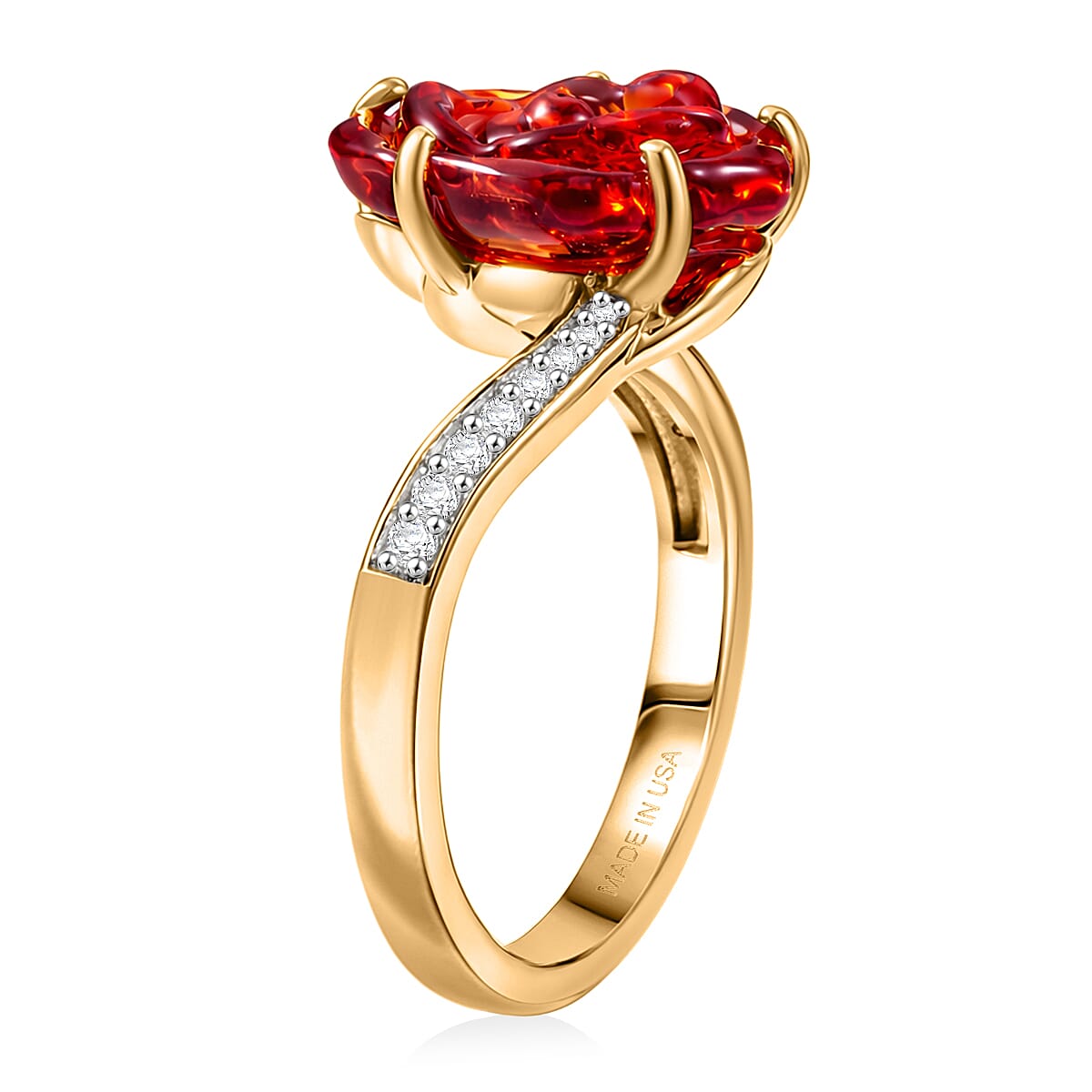 GP Whispers of Murano Style and White Zircon 0.20 ctw Ring in 18K Vermeil Yellow Gold Over Sterling Silver (Size 10.0) (Del. in 8-10 Days) image number 4