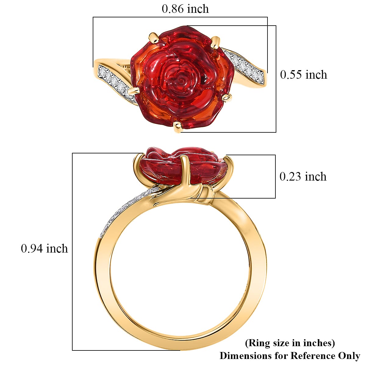 GP Whispers of Murano Style and White Zircon 0.20 ctw Ring in 18K Vermeil Yellow Gold Over Sterling Silver (Size 10.0) (Del. in 8-10 Days) image number 6