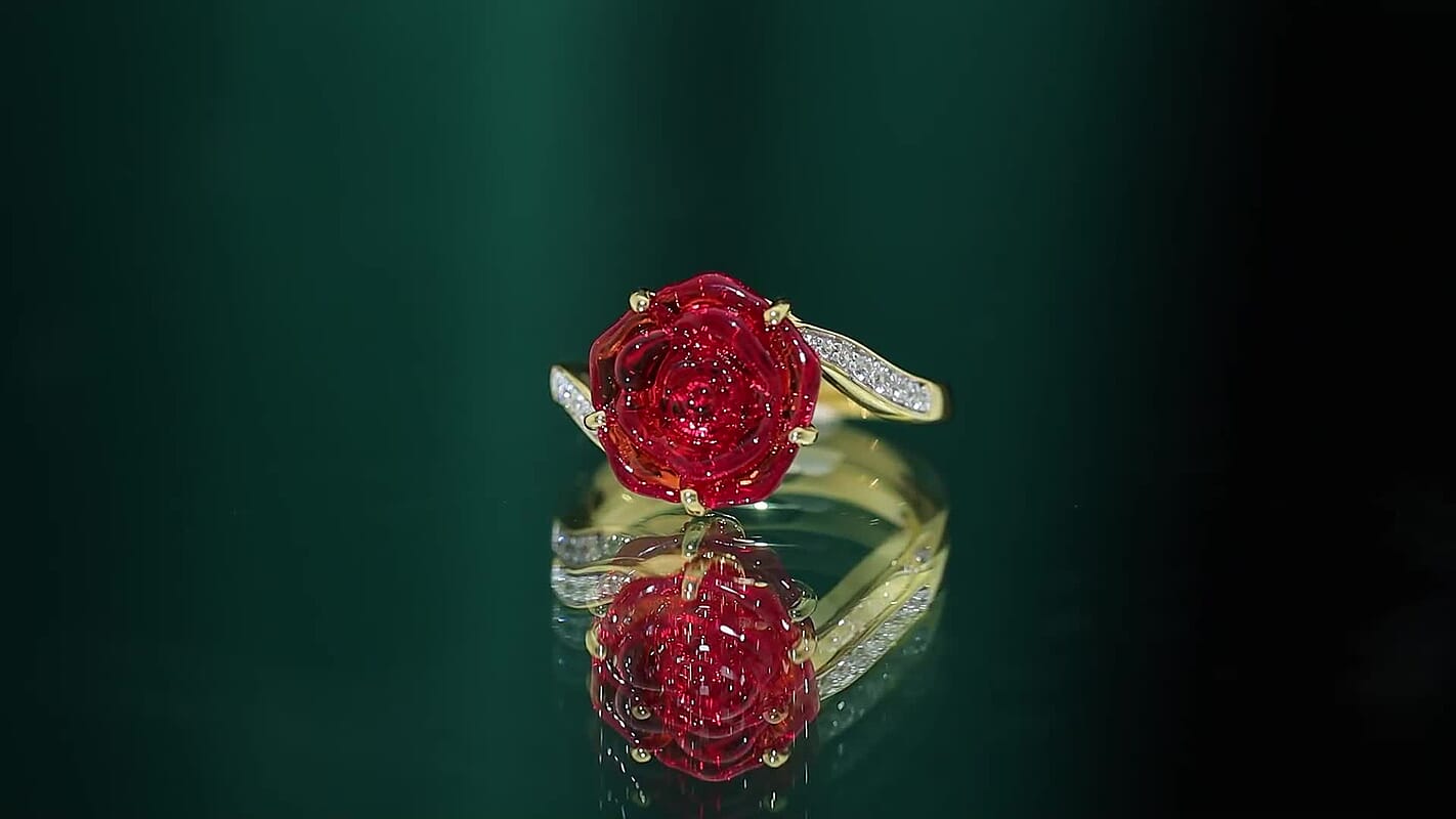 GP Murano Style, White Zircon Ring in 18K Vermeil YG Over Sterling Silver (Size 10.0) 0.20 ctw