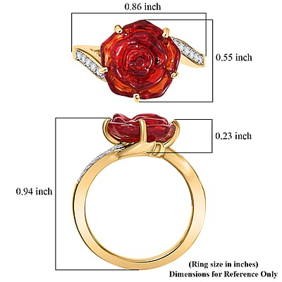 GP Whispers of Murano Style and White Zircon 0.20 ctw Ring in 18K Vermeil Yellow Gold Over Sterling Silver (Size 11.0)
