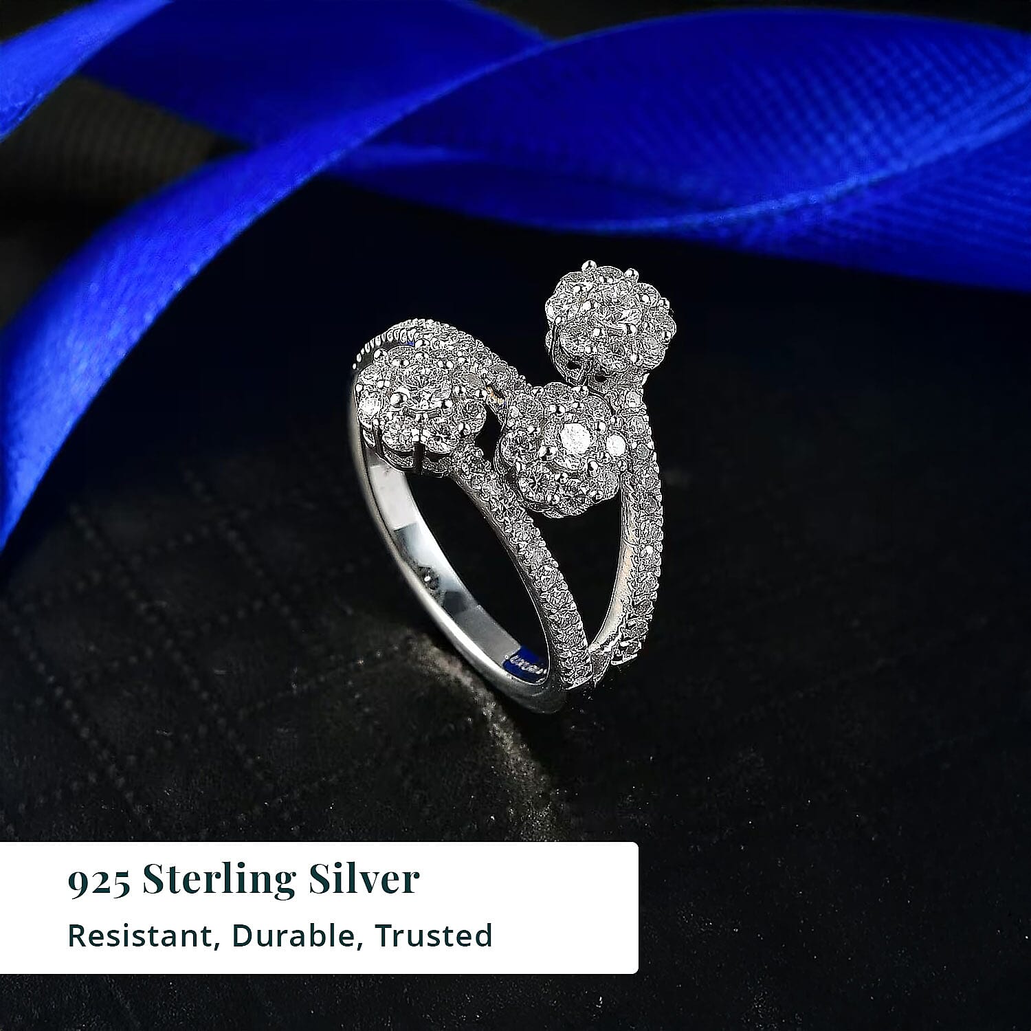 Luxuriant Lab Grown Diamond G-H SI 1.00 ctw Ring in Rhodium Over Sterling Silver (Size 7.0) (Del. In 10-12 Days)
