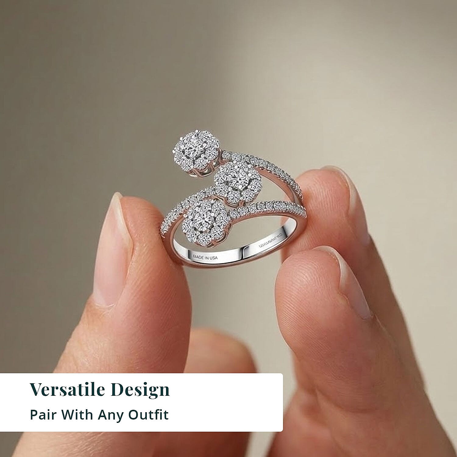 Luxuriant Lab Grown Diamond G-H SI 1.00 ctw Ring in Rhodium Over Sterling Silver (Size 7.0) (Del. In 10-12 Days)